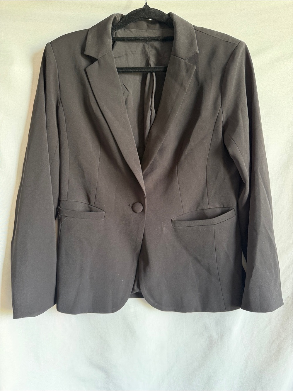 Women's Single-Button Tailored Blazer - Black